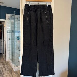 Athleta Black Wide Leg Linen Pants Size 6